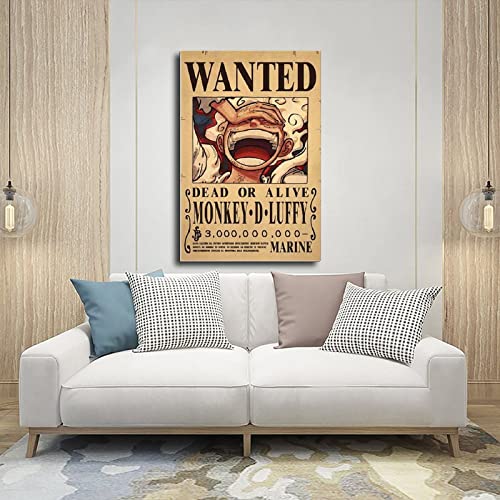 OP Wanted Poster Japanese Anime Posters New Edition Canvas Wall Picture for Living Room Home Decor Boy Gift Unframe-style 16x24inch(40x60cm)