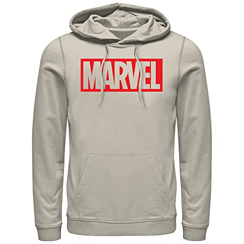 Retro Marvel Logo Men's Hoodie in Sand Color