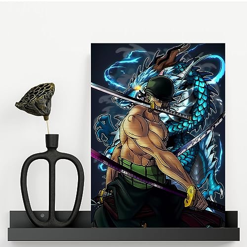 Anime One Zoro Piece Canvas Wall Art - Poster Japanese Characters HD Print Poster for Anime Fans Best Gift for Anime Lovers 12×16 in