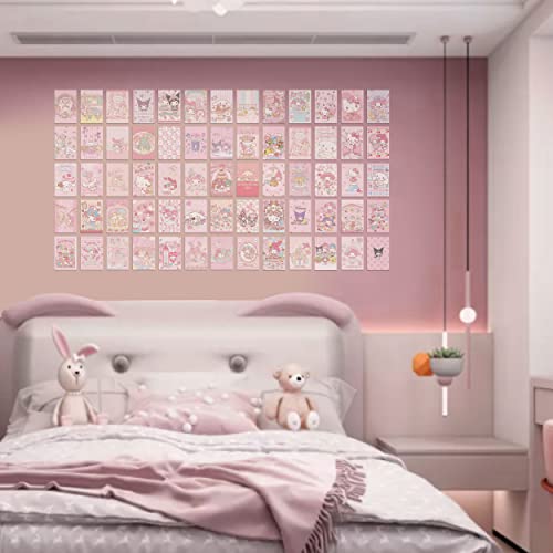NIKANOMI 110Pcs Anime Wall Collage Kit Aesthetic Pictures Pink 4x6 inch Room Decor Kawaii and Sweet Dorm Photo for Teen Girls