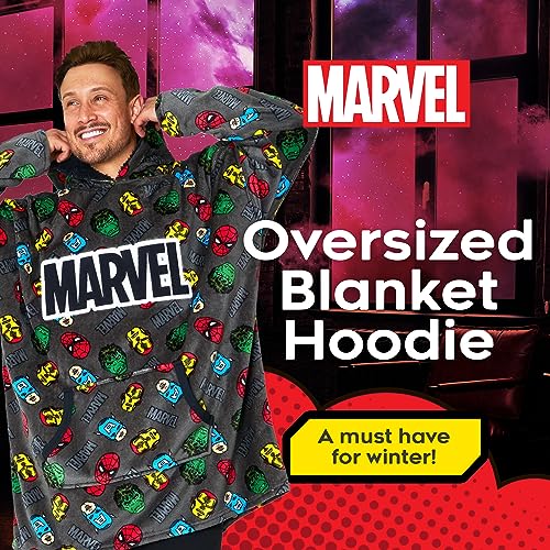 MARVEL Hoodie Blanket, Oversized Soft Hooded Wearable Blanket