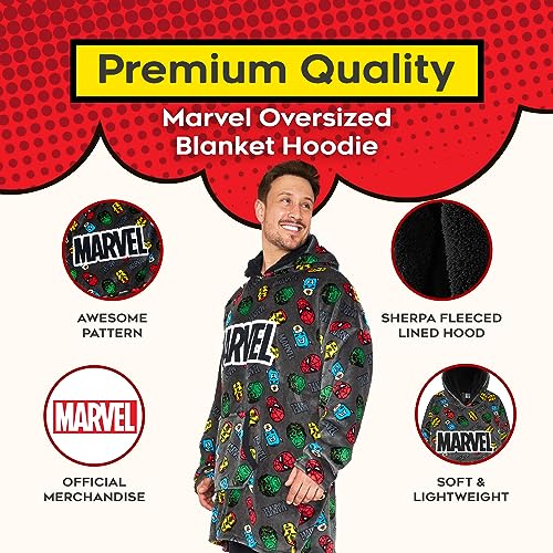 MARVEL Hoodie Blanket, Oversized Soft Hooded Wearable Blanket