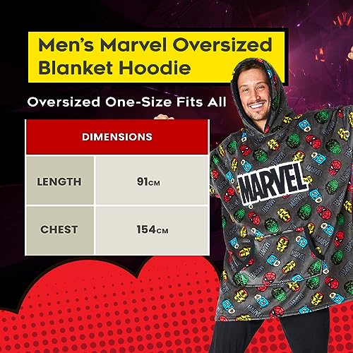 MARVEL Hoodie Blanket, Oversized Soft Hooded Wearable Blanket