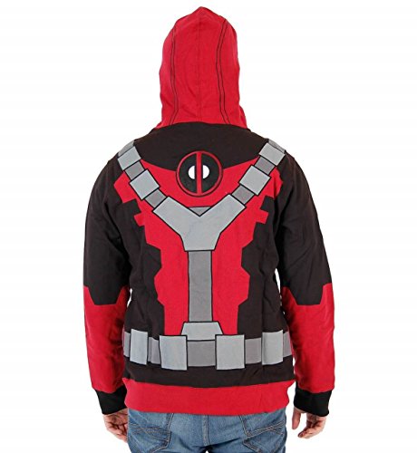Deadpool - Mr. Pool Adult Costume Zip Hoodie Mens, Red, Medium