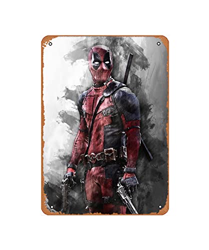 Retro Tin Sign Film Tickets Deadpool Print Deadpool Wall Art Vintage Tin Sign Kitchen Garage Man Cave Wall Decor Funny Karaoke Gift Bar TV drama Decorations Art Poster 8x12 Inch.