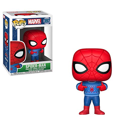 Funko Pop Marvel: Holiday - Spider-Man with Ugly Sweater Collectible Figure, Multicolor