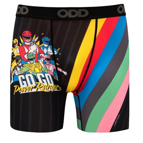 Odd Sox Men's Boxer Brief, Go Go Power Rangers, Fun Novelty Underwear, XX-Large