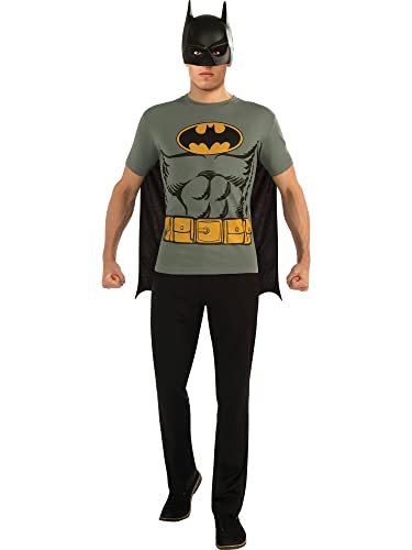 Rubie's Men's Dc Comics Batman T-shirt With Cape and Mask, Black, X-Large
