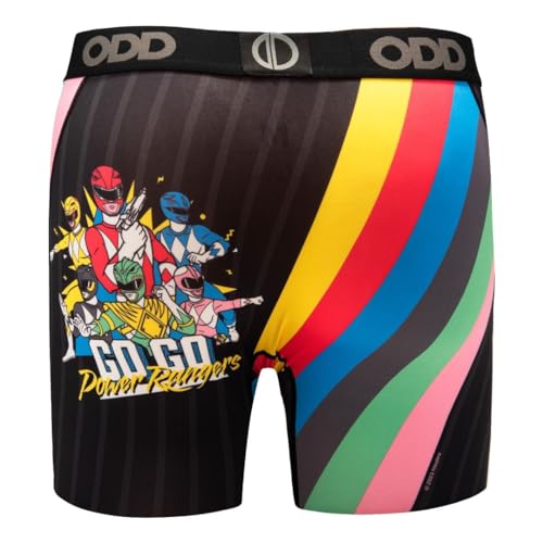 Odd Sox Men's Boxer Brief, Go Go Power Rangers, Fun Novelty Underwear, XX-Large
