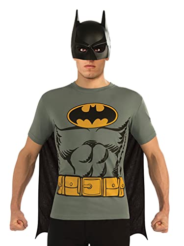 Rubie's Men's Dc Comics Batman T-shirt With Cape and Mask, Black, X-Large