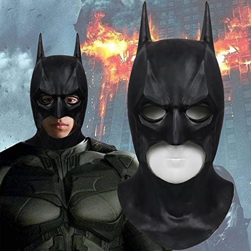 Bat Mask for Adult Men Superhero Bruce Wayne Dark Knight Helmet Cowl Halloween Costume Movie Cosplay Props (Black)