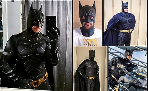 nezababy Adult Bat Mask Cowl Superhero Cosplay Costume Props Bruce Wayne Knight Accessory Halloween Masquerade Toy for Men Women