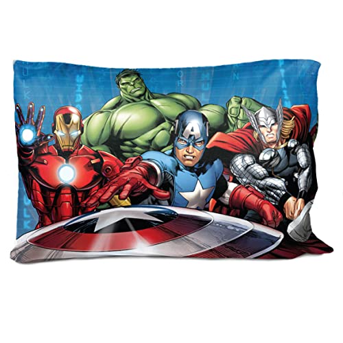 Jay Franco Marvel Avengers Halo 2 Pack Pillowcase - Double-Sided Kids Super Soft Bedding Features Captain America, Hulk, Iron Man, & Spiderman