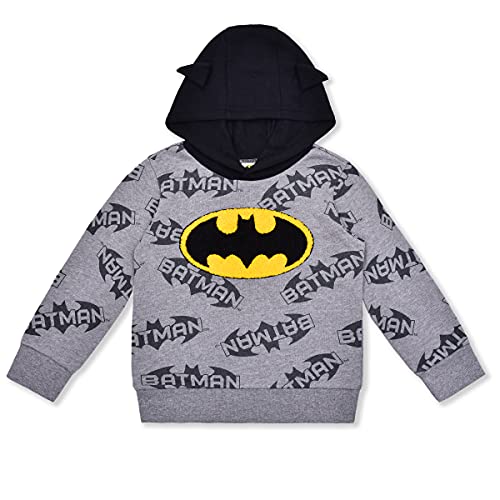 DC Comics Batman Boys’ Hoodie for Toddler and Little Kids – Black/Grey