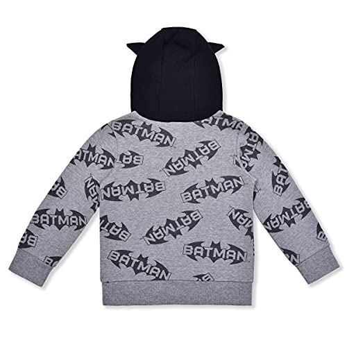 DC Comics Batman Boys’ Hoodie for Toddler and Little Kids – Black/Grey