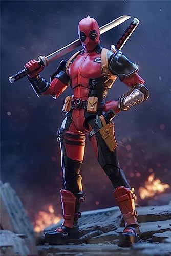 KUOMISUL 7 Inch Deɑdpool Action Figure,Exquisite Painting Collectible Toy with Lots of Accessories (1/10 Scale)