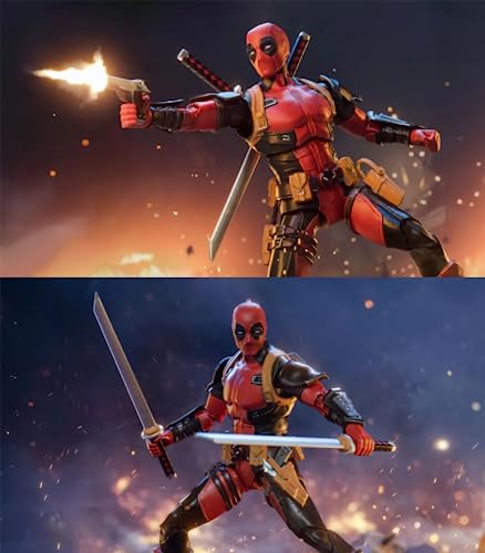 KUOMISUL 7 Inch Deɑdpool Action Figure,Exquisite Painting Collectible Toy with Lots of Accessories (1/10 Scale)
