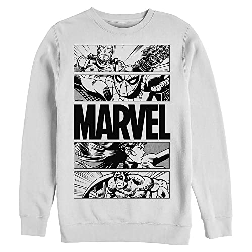 White Marvel Men's Crew Fleece, Medium Size