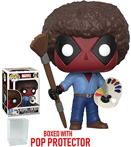 Funko Pop! Marvel X-Men: Deadpool Playtime - Bob Ross Deadpool Vinyl Figure (Bundled with Pop Box Protector Case)