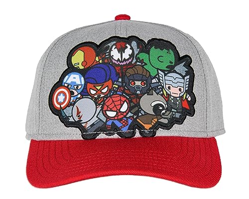 Marvel Hat for Men Marvel Comic Men's Chibi Kawaii Style Characters Adult Snapback Hat Cap Grey