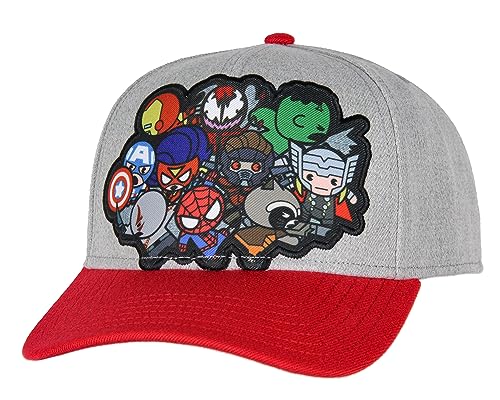 Marvel Hat for Men Marvel Comic Men's Chibi Kawaii Style Characters Adult Snapback Hat Cap Grey