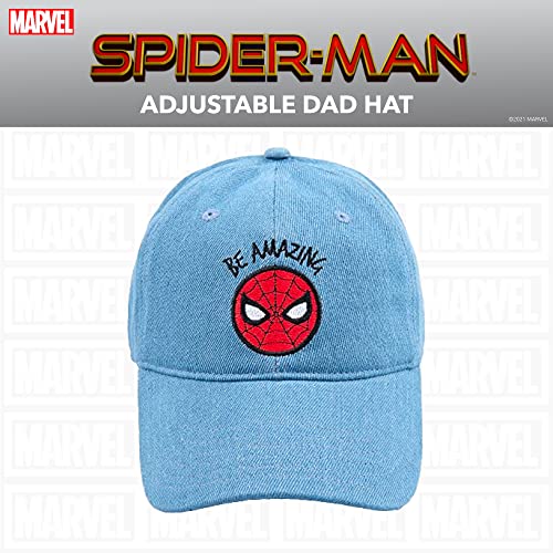 Concept One Marvel Spider-Man Cotton Adjustable Dad Hat, Denim, One Size