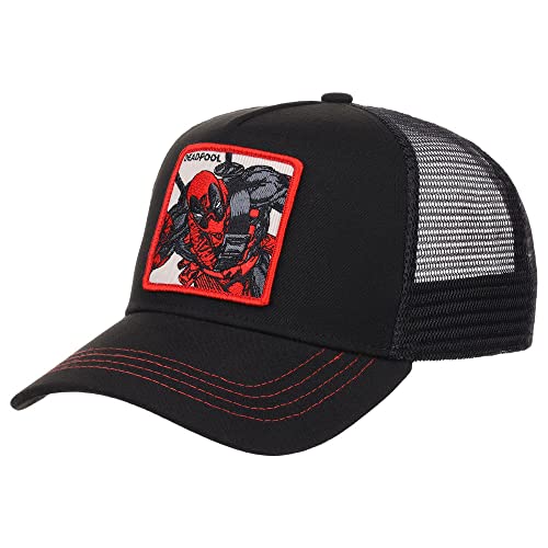 Marvel Deadpool A-Frame Trucker Adjustable Snapback Hat Black/Red