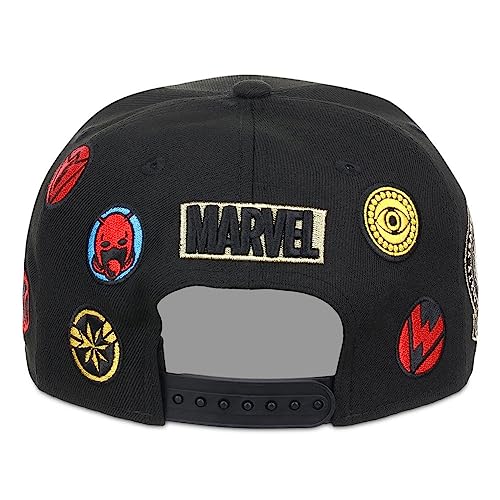 Marvel Avengers 60th Anniversary Comic UV All-Over Adjustable Snapback Flat Bill Cap blk