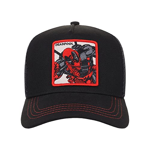Marvel Deadpool A-Frame Trucker Adjustable Snapback Hat Black/Red