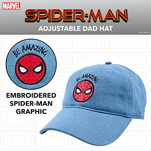 Concept One Marvel Spider-Man Cotton Adjustable Dad Hat, Denim, One Size