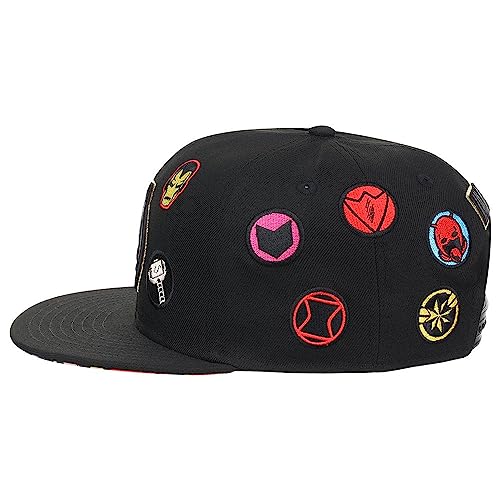 Marvel Avengers 60th Anniversary Comic UV All-Over Adjustable Snapback Flat Bill Cap blk