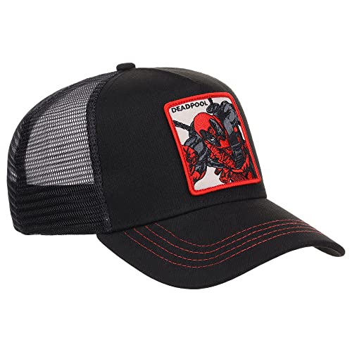 Marvel Deadpool A-Frame Trucker Adjustable Snapback Hat Black/Red