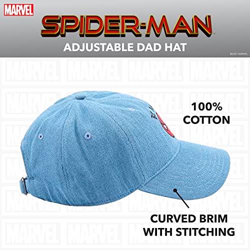 Concept One Marvel Spider-Man Cotton Adjustable Dad Hat, Denim, One Size