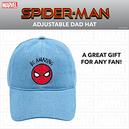 Concept One Marvel Spider-Man Cotton Adjustable Dad Hat, Denim, One Size