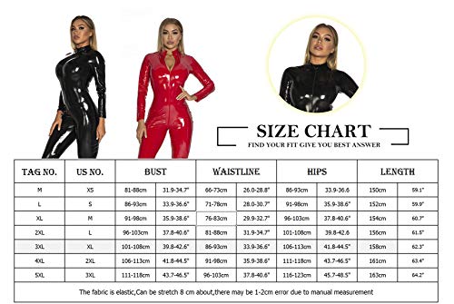 FEOYA Women Latex Catsuit Bodycon One Piece Fancy Out Cosplay Jumpsuit Bodysuit Dancewear Black, 3XL