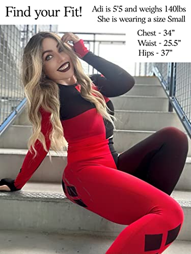 DC Comics Harley Quinn Womens Cosplay Active Workout Outfits – Legging and Shirt 2PC Sets by MAXXIM Harley Quinn Large