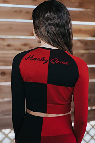 DC Comics Harley Quinn Womens Cosplay Active Workout Outfits – Legging and Shirt 2PC Sets by MAXXIM Harley Quinn Large