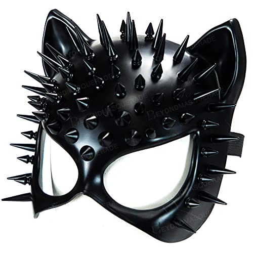 Steampunk Cat Mask Animal Masquerade Ball Cat Woman Mask Halloween Cosplay Costume Mask Party Masks Props (Black)