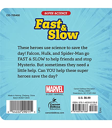 Disney Learning Super Science Fast and Slow Board Book―PreK-Kindergarten The Hulk and Falcon Kids Marvel Activity Book With Interactive Sliders (12 pgs)