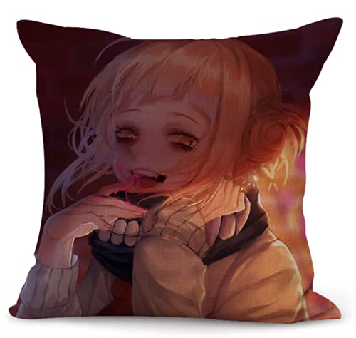 XIXISA 4pcs Anime My Hero Academia Dabi Toga Shigaraki Pillowcase MHA Square Throw Pillow Case Covers Home Decorative Accent Pillows Cover 18"x18", Set of 4 (B, 18x18 inch)