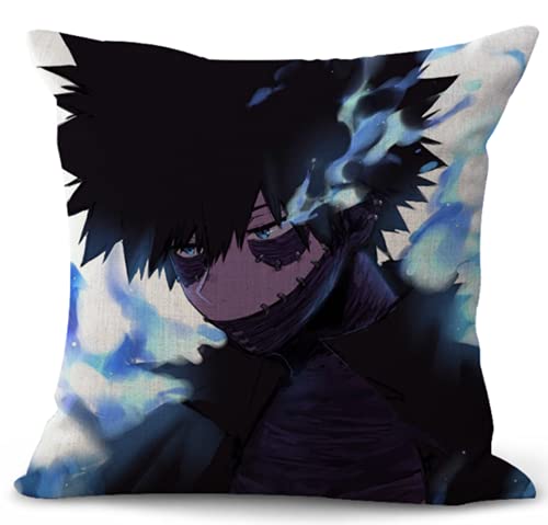 XIXISA 4pcs Anime My Hero Academia Dabi Toga Shigaraki Pillowcase MHA Square Throw Pillow Case Covers Home Decorative Accent Pillows Cover 18"x18", Set of 4 (B, 18x18 inch)