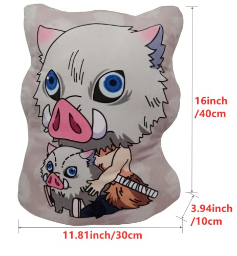 XIXISA 16 Inch Anime Nezuko Inosuke Zenitsu Plush Throw Pillow Anime Plushies Cartoon Decoration Pillows Fans Gift Cosplay 40cm