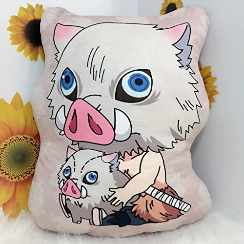 XIXISA 16 Inch Anime Nezuko Inosuke Zenitsu Plush Throw Pillow Anime Plushies Cartoon Decoration Pillows Fans Gift Cosplay 40cm