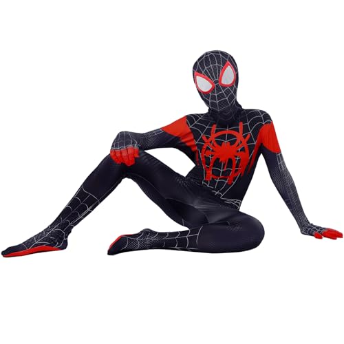 Kids Superhero Costume Halloween Cosplay Super Hero Black Jumpsuits for Boys (Black, Kids-XL (Height: 49-53inch))