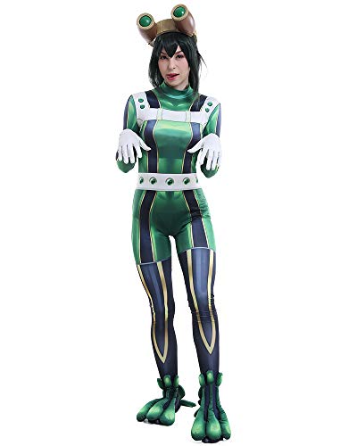miccostumes Women's Anime Hero Cosplay Costume Battle Suit 3D Printed Bodysuit(Large, Green)