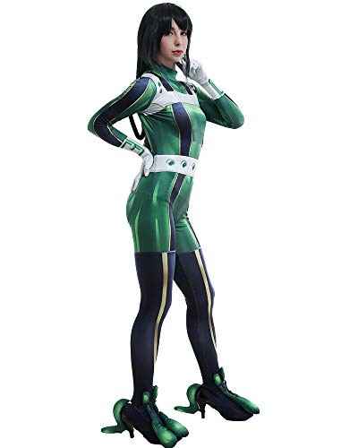 miccostumes Women's Anime Hero Cosplay Costume Battle Suit 3D Printed Bodysuit(Large, Green)