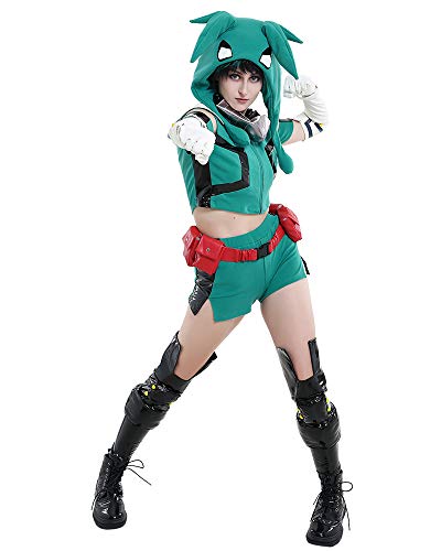 miccostumes Women's Costume Anime Hero Cosplay Fighting Fullset Sportswear with Plush Hat Moving Ears And Leg Covers And Neck accessory (X-Large)