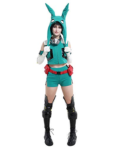 miccostumes Women's Costume Anime Hero Cosplay Fighting Fullset Sportswear with Plush Hat Moving Ears And Leg Covers And Neck accessory (X-Large)