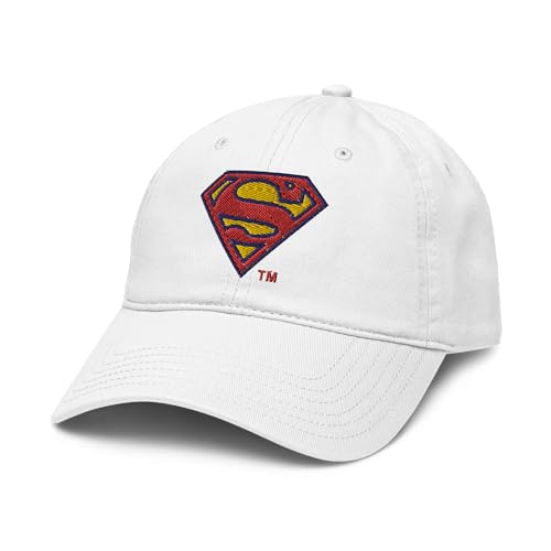 DC Comics Superman Classic Chest Logo Adjustable Baseball Hat, White, One Size