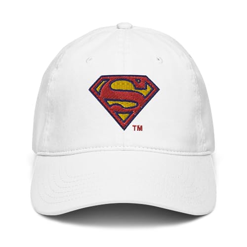 DC Comics Superman Classic Chest Logo Adjustable Baseball Hat, White, One Size